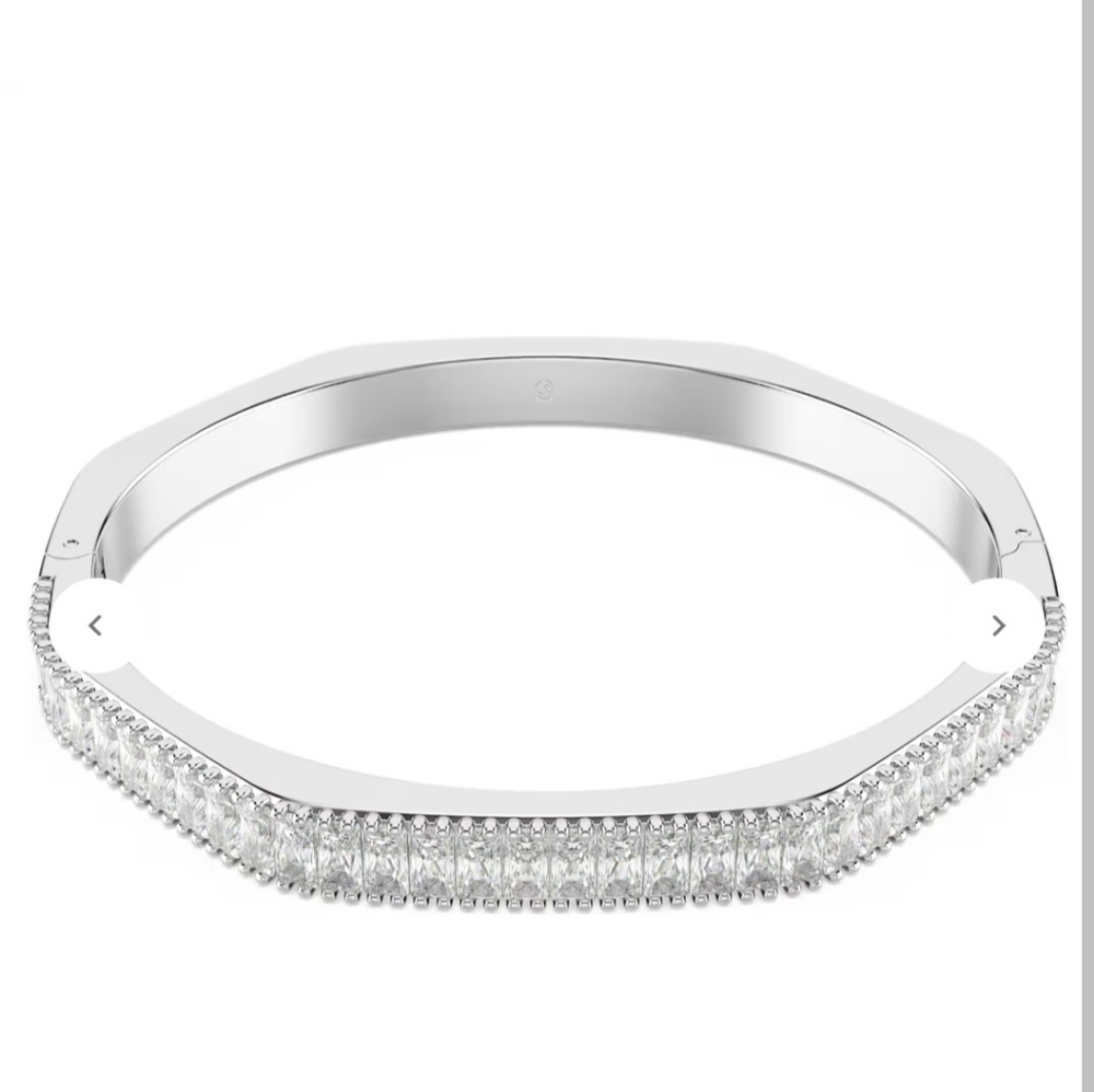Swarovski Matrix Silver Pavé Crystal CZs Octagonal Bangle Bracelet